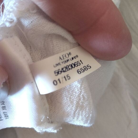 American Eagle 2015 White Crochet Lace Long Sleeve Button Up Shirt XL - Picture 13 of 13